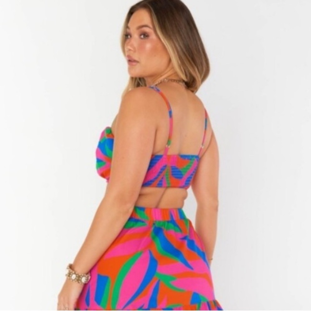 Show Me Your Mumu Cartagena Colorful Pink Orange Blue Green Smocked Crop XS - Picture 2 of 7